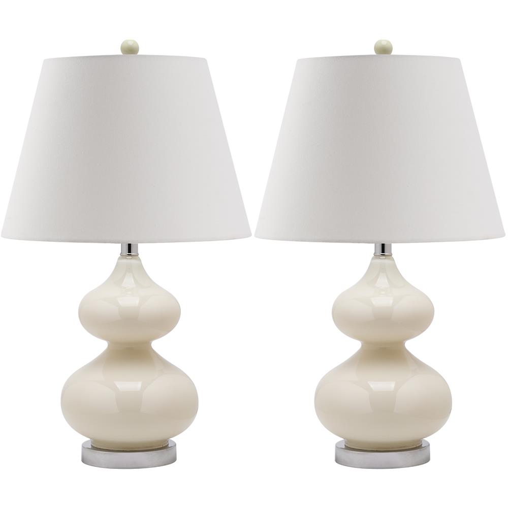 Safavieh LIT4086F EVA DOUBLE GOURD GLASS (SET OF 2) SILVER BASE AND NECK TABLE LAMP